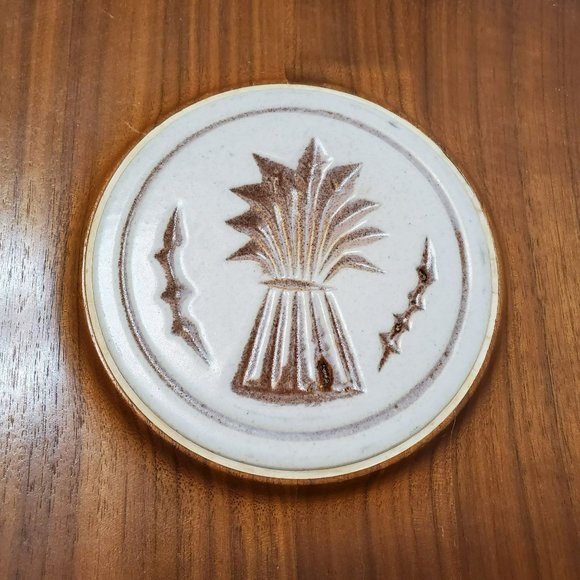 Pigeon Forge Pottery Tile Wood Tray, Vintage Mid Century, Wheat Sheaf, Signed TN - Picture 4 of 8